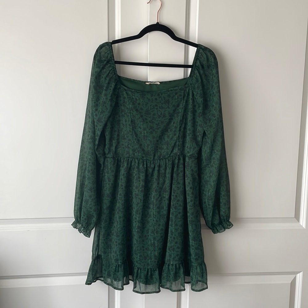 Cottagecore Green Floral Metallic Altar’d State Dress